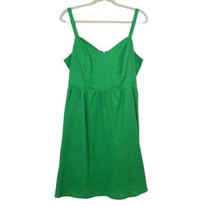 Cynthia Rowley Green Linen Fit and Flare Dress L NWT